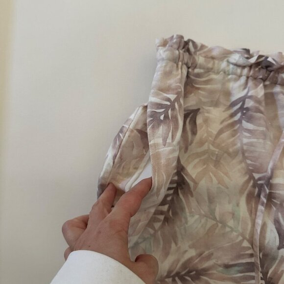 Cloth & Stone Palm Print High Rise Linen Blend Shorts Size L - Picture 2 of 6
